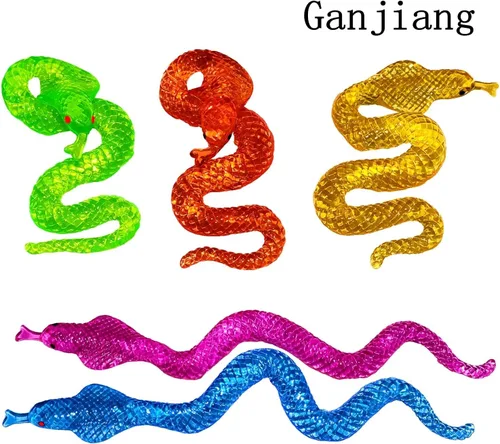 Vista 8 de Paquete de 5 juguetes esponjosos súper elásticos de serpiente pegajosa, relleno de bolsas de regalo, premios de aula, cumpleaños, recuerdos de fiesta