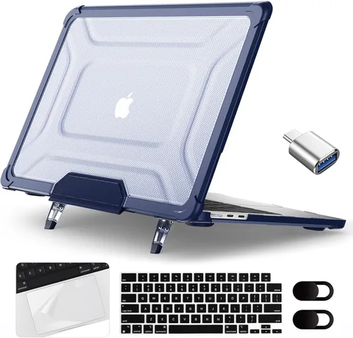 Vista 9 de Funda para MacBook Air M3/M2 de 15 pulgadas 2024 2023 lanzado A3114/A2941, resistente a prueba de golpes, funda para laptop con cubierta de teclado