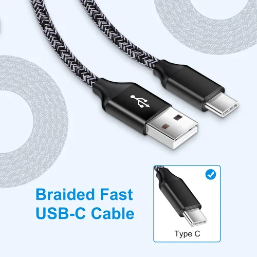 Vista 5 de Cable USB C de 3 pies, paquete de 3 cables de carga tipo C para Samsung Galaxy Z Fold 6 5 4 Z Flip 6 5 4 A15 A14 A13 A53 S24 S23 S22 Ultra S21 FE