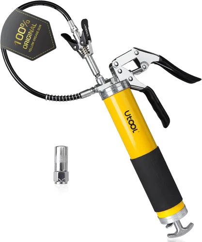 Vista 10 de UTOOL Pistola de engrase, kit de pistola de engrase resistente de 8000 PSI con capacidad de 14 onzas, manguera flexible de resina de 18 pulgadas, 2
