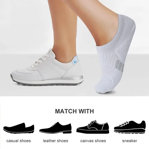 Vista 5 de Amutost No Show Socks - Calcetines deportivos para mujer con cojín en el tobillo corte bajo 5-6 pares
