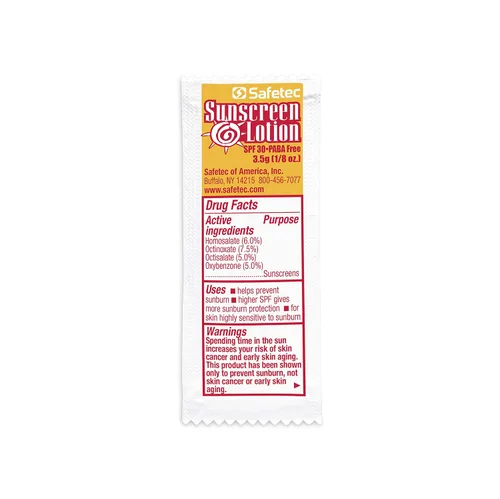 Vista 8 de Safetec Protector solar, 0.12 oz. (.123 oz.) Bolsa 25ct. Caja (24 cajas/caja) SPF 30