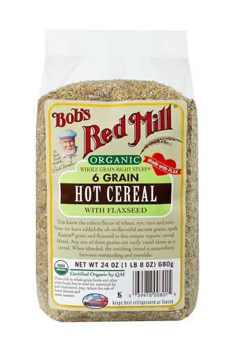 Cereal caliente orgánico de 6 granos con linaza