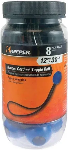 Keeper - 12" Canopy Bungee Cords with Toggle Balls, 8 Count (Pack of 8)