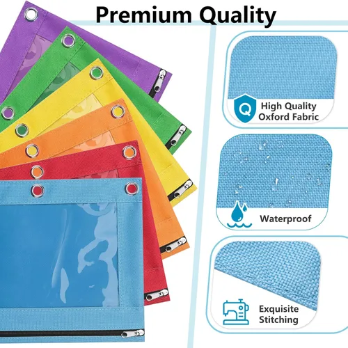 Vista 3 de Forvencer Estuche para lápices para carpeta de 3 aros, estuche transparente con ventana y cremallera suave, bolsa para lápices de gran capacidad