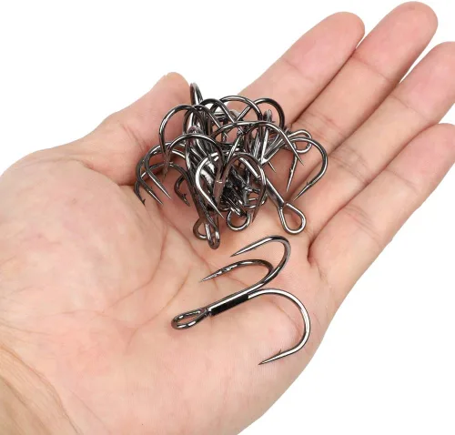 Vista 7 de DONQL Anzuelos de pesca Gancho de agudos de acero de alto carbono Ganchos agudos Super Sharp Solid Triple Barbed Fish Hook