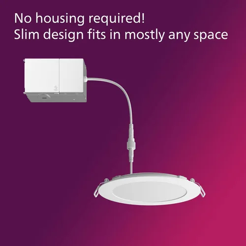 Vista 8 de PHILIPS LED 60W delgado de 6 pulgadas, luz descendente sin carcasa, paquete de 2, temperatura blanca seleccionable, multi-CCT, 1000 lúmenes