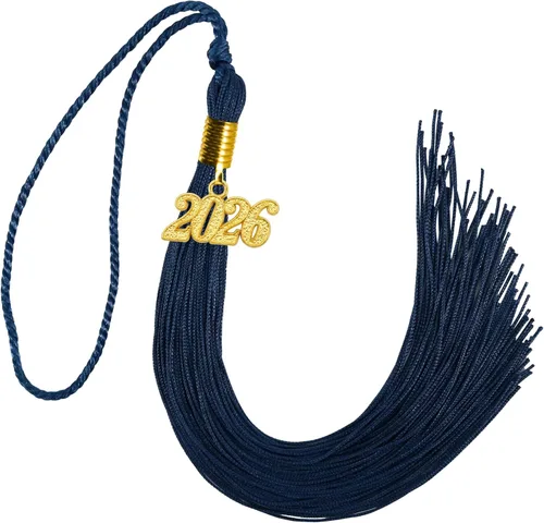 Vista 15 de GraduationMall Borla de graduación de un solo y varios colores con dije del año 2025 de 9 pulgadas