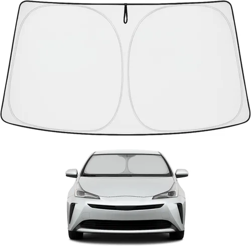 Vista 229 de Proadsy Parasol para parabrisas Rivian R1S 2022-2025 2026 de 4 capas plegable, protector de parasol frontal que bloquea los rayos UV, mantiene
