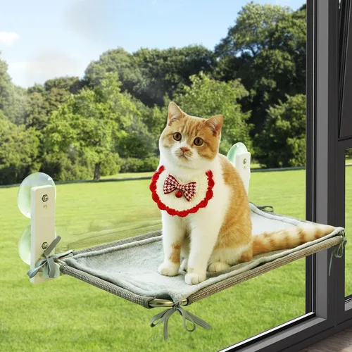 Hamaca para ventana para gatos, con ventosa para gatos de uso pesado en interiores, cama impermeable resistente a los arañazos, diseño plegable que