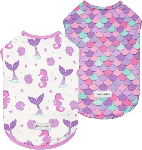 Vista 12 de Fitwarm Paquete de 2 camisas para perro con protección solar UV UPF 50+, chaleco ligero refrescante para perros, ropa de verano de secado rápido