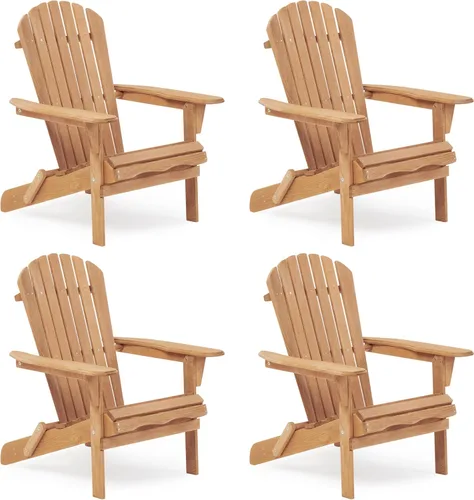 Vista 10 de Silla Adirondack plegable de madera de gran tamaño con respaldo y tablero de asiento premontados, silla de descanso para patio al aire libre