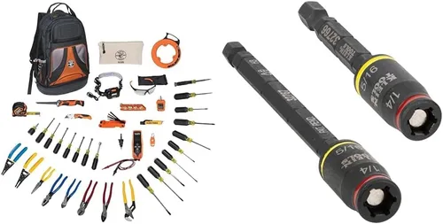 Klein Tools Kit de herramientas manuales de 41 piezas y juego de llaves de vaso de impacto 3 en 1: alicates, destornilladores, destornilladores,