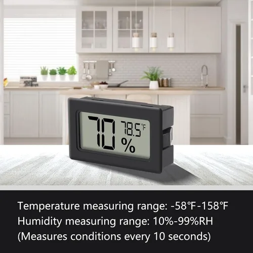 Vista 5 de Paquete de 12 mini higrómetros higrómetros de humedad para interiores, termómetros de humedad, medidor de humedad, higrómetro, mini termómetro