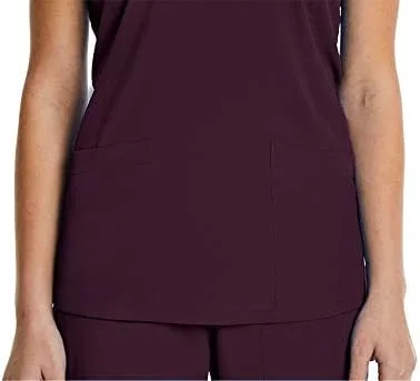 Vista 6 de Mock Wrap Scrub Top for Women 2 Pocket 4-Way Stretch for Medical Dental Spa EL9115