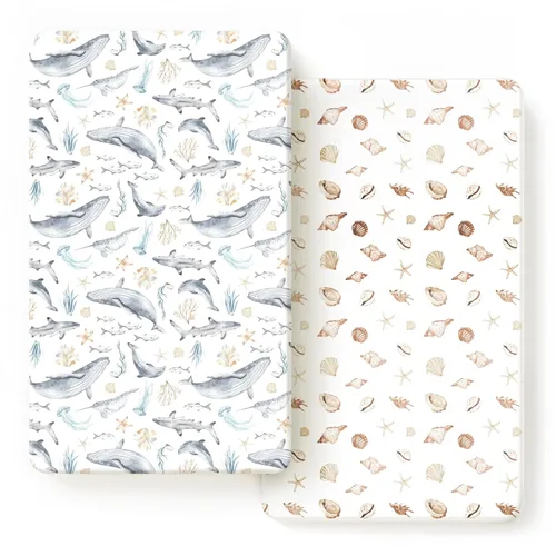 Vista 42 de GRSSDER Juego de sábanas ajustadas elásticas ultra suaves para moisés, paquete de 2, ajuste universal para moisés, cuna, capazo de Moisés, colchón