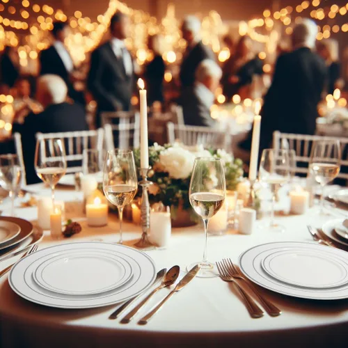 Vista 5 de Party Essentials 12 platos de plástico duro de 6 pulgadas, platos desechables para pan y mantequilla/aperitivo, color blanco con banda plateada