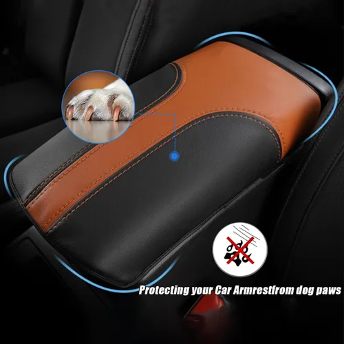 Vista 3 de Funda para reposabrazos de consola central de automóvil para Nissan Rogue 2014-2020, de cuero, antiarañazos, protector de tapa de caja central