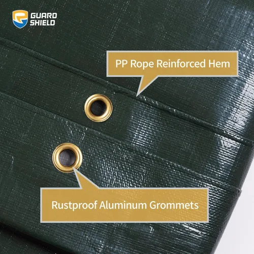 Vista 4 de GUARD SHIELD Lona de polietileno verde y plateado superresistente de 12 x 12 pies, impermeable, 5/8 pulgadas de grosor, resistente a los rayos UV