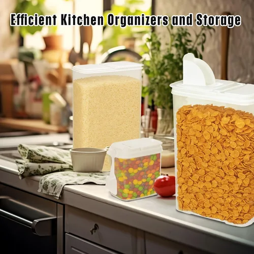 Vista 4 de Buddeez Cereal Buddy - Dispensador de almacenamiento de alimentos, varios tamaños, recipientes de plástico sin BPA con mango EZ Grip, cuchara