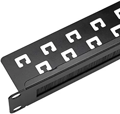Vista 4 de Navepoint Panel de gestión de cables de montaje en rack 1U con ranura para cepillo ordenado para entrada de cables para rack o gabinete de 19