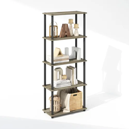 Vista 27 de Furinno Turn-N-Tube - Estantería de libros, estantería de 5 niveles, librero con estante de exhibición compacto multiuso, 11.6 x 23.6 x 57.4