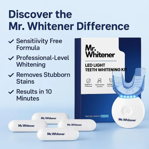 Vista 4 de Kit de blanqueamiento dental Luz LED para dientes sensibles, recomendado por dentistas, esmalte seguro, blanqueador profesional de dientes