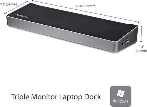Vista 2 de StarTech.com 4K estación de acoplamiento para laptops, apta para doble video, DP y HDMI, USB 3.0, puerto de laptop universal 4K Ultra HD, Negro