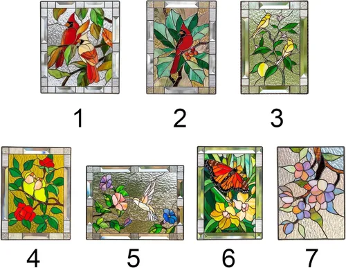 Vista 2 de Panel decorativo para colgar ventanas pintadas, colgante de ventana manchada de colibrí, colgante de ventana de acrílico manchado, panel de ventana