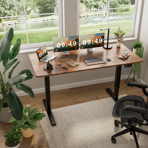 Vista 59 de Furmax Escritorio eléctrico de altura ajustable grande de 55 x 24 pulgadas, escritorio de pie para oficina en casa, escritorio de computadora