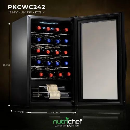 Vista 9 de Nutrichef Refrigerador de vino de 24 botellas Enfriador de vino de una sola zona Control de temperatura ajustable de 41 °F a 64 °F