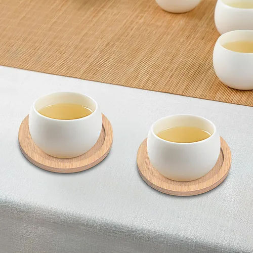 Vista 5 de 6 posavasos de bambú Estera de taza de bambú almohadillas de té de madera platillo de café platillo cerveza platillos posavasos posavasos vino