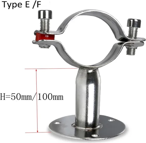 Vista 6 de 1/2" to 4" SS304 Pipe Hanger Clamp Bracket Support Clip with Base Plate 15-102mm(Clamp 15-19mm)