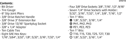 Vista 6 de Apollo Tools DT9774 - Juego de 56 herramientas compactas SAE en estuche con cremallera, juego de herramientas mecánicas pequeñas para emergencias