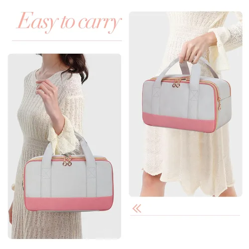 Vista 7 de Damero Bolsa portátil para extractor de leche compatible con Elvie, Willow, Momcozy Extractor de leche, bolsa de mano para la mayoría de bombas