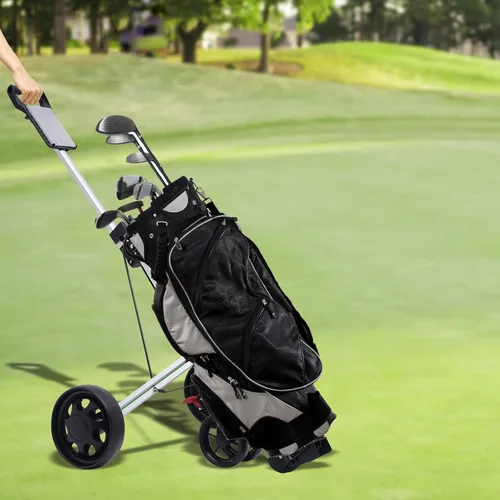 Vista 2 de Carrito de golf, carrito de golf de 3 ruedas, freno de pie, un segundo para abrir y cerrar, ligero, compacto carrito de carrito, estructura