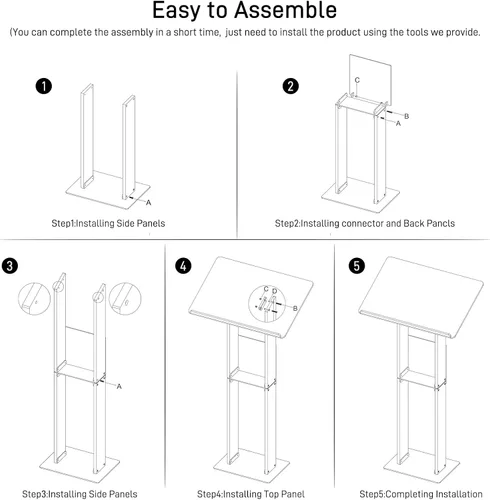 Vista 6 de HMYHUM Soporte acrílico para podio, atriles transparentes y púlpitos para aula, bodas, iglesias, discurso, con estante de almacenamiento, base