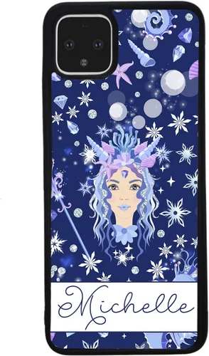 Vista 3 de Sea Goddess - Funda de goma negra personalizada con diseño de sirena, cetro, compatible con Google Pixel 10, 10 Pro, 10 Pro XL, 9a, 9 Pro, Pixel 9