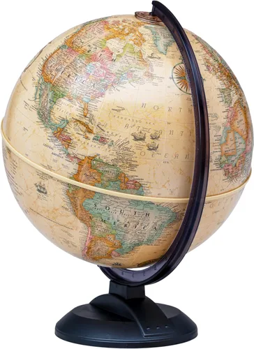 Vista 2 de Replogle Globo de alivio elevado marrón de 12 pulgadas fácil de montar con soporte y cartografía detallada para niños y aulas. Incluye bordes