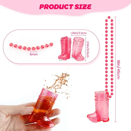 Vista 2 de SAIAOKJ 12 vasos de tiro de botas en collar de cuentas, 1 onza de plástico mini de tiro de bota de vaquera, tazas, despedidas de soltera