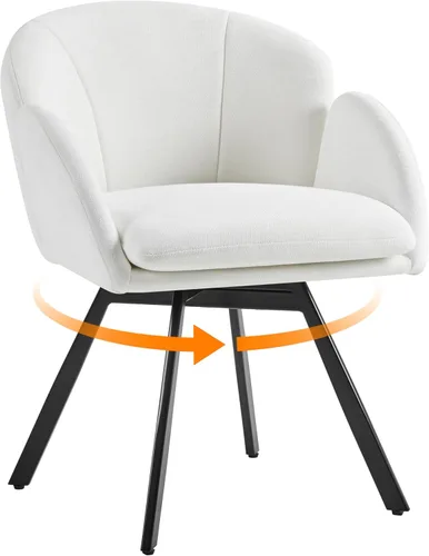 Vista 11 de Yaheetech Silla Giratoria de Acento, Sillón de Chenilla con Flores, Silla de Tocador Silla Auxiliar con Base Giratoria de 360 Grados y Cojín