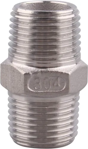 Vista 7 de Pezón hexagonal macho de 1/8 pulgadas NPT – Acero inoxidable 304 roscado para kit de preparación, aplicación de tubería casera (paquete de 5)