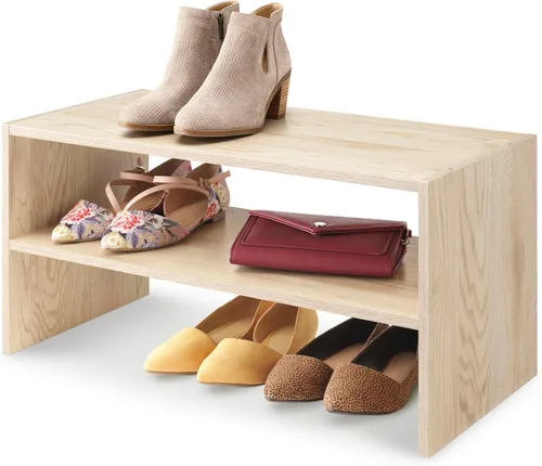 Vista 18 de Whitmor - Estante para zapatos apilable de madera con 2 estantes, nogal, 61 centímetros, paquete de 2