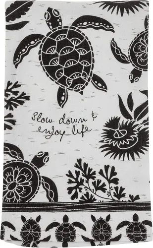 Vista 13 de Karma Gifts - Toalla de té bohemia en blanco y negro, perro, 28 pulgadas de largo x 20 pulgadas de ancho