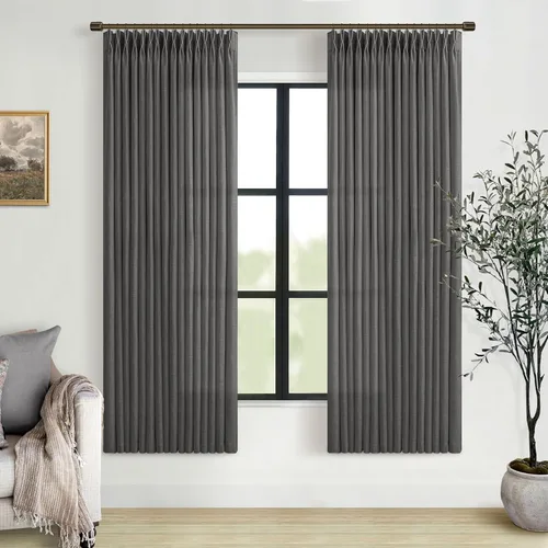 Vista 20 de TWODRAPES Cortinas de Lino Plisadas con Pinza Beige Blancas de 54 Pulgadas de Largo 2 Paneles para Comedor Cocina Dormitorio Plisadas Semi