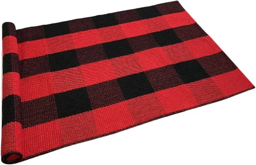 Vista 23 de Levinis - Alfombras de pasillo de cocina - Negras y blancas, cojín de sofá de celosía retro y alfombra de área - Alfombras lavables, tejidas a mano