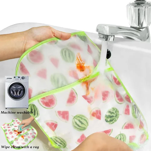 Vista 4 de R HORSE Juego de 5 baberos para bebés con bolsillo para atrapar migas y botón a presión, baberos impermeables para bebés de 6 a 24 meses