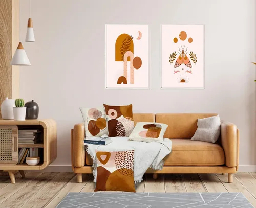 Vista 3 de Jartinle Juego de 4 fundas de almohada abstractas de color naranja quemado de 20 x 20 pulgadas, fundas de almohada geométricas bohemias decorativas