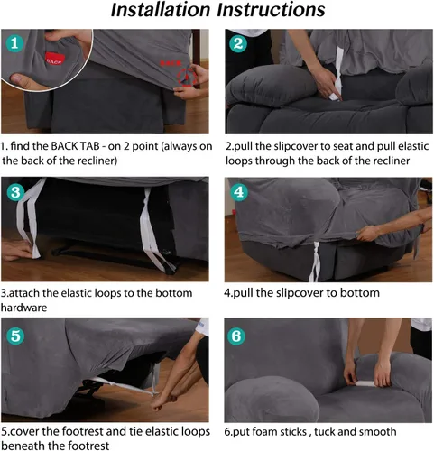 Vista 5 de Turquoize Fundas de terciopelo para sillas reclinables con bolsillo, fundas elásticas para sillas reclinables, 1 pieza de terciopelo para muebles