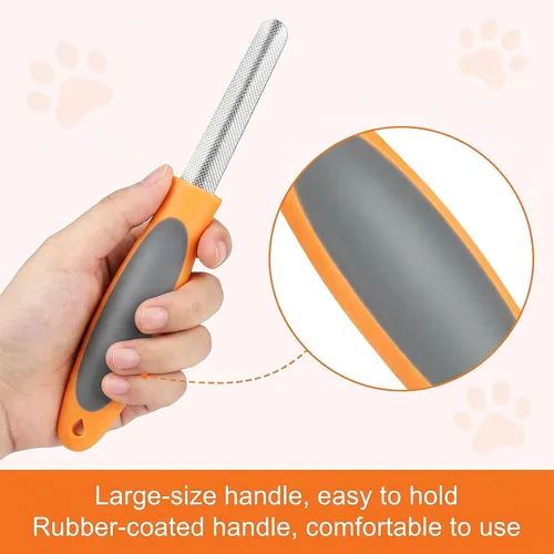 Vista 6 de Lima de uñas de metal para perros y gatos, mango de goma ergonómico, herramienta de aseo de uñas de metal duradera, herramienta de aseo para quitar